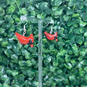 Cardinal bird earrings